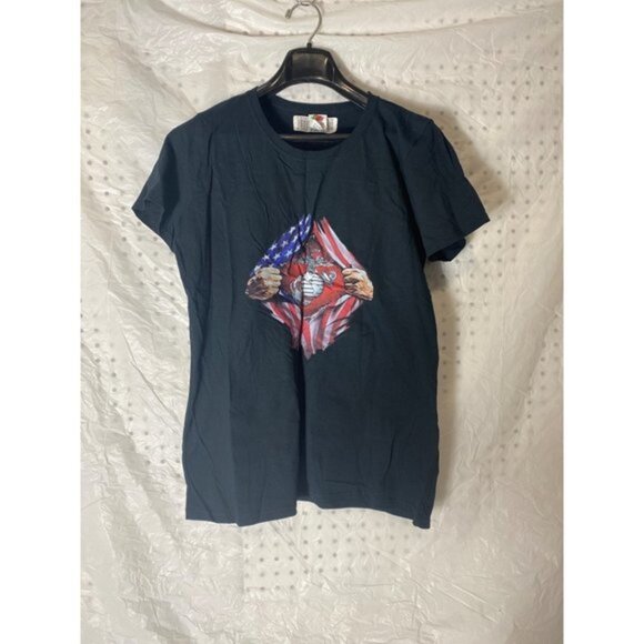 Fruit Of The Loom Women's Graphic T-Shirt‎ Black HD Cotton U.S. Marine Corps XL - Picture 2 of 7